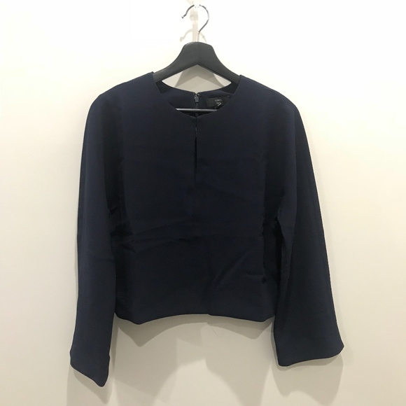 J. Crew Navy cropped Long-sleeve tip in 365 crepe - Picture 5 of 6